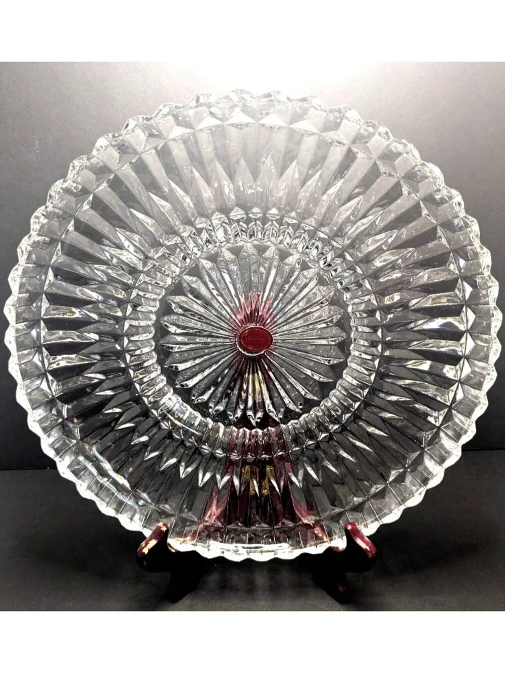 Vintage Gorham Althea Hand-Cut Crystal Glass Platter Made In Poland 11